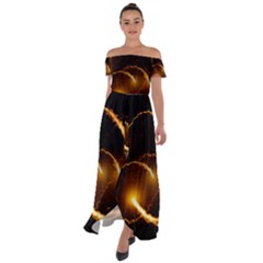 Flying Comets In The Cosmos Off Shoulder Open Front Chiffon Dress