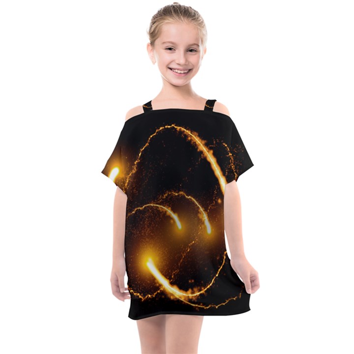 Flying Comets in the cosmos Kids  One Piece Chiffon Dress