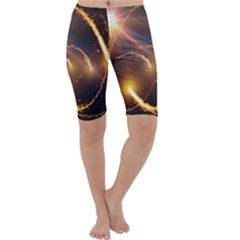 Flying Comets And Light Rays, Digital Art Cropped Leggings  by picsaspassion