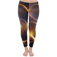 Flying Comets And Light Rays, Digital Art Classic Winter Leggings by picsaspassion