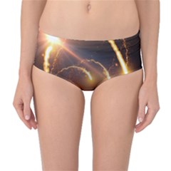 Flying Comets And Light Rays, Digital Art Mid-waist Bikini Bottoms by picsaspassion