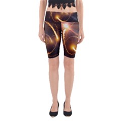 Flying Comets And Light Rays, Digital Art Yoga Cropped Leggings by picsaspassion