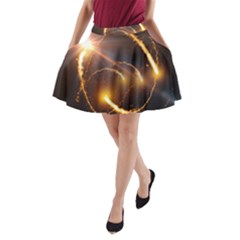 Flying Comets And Light Rays, Digital Art A-line Pocket Skirt by picsaspassion