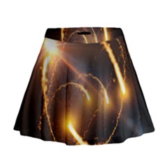 Flying Comets And Light Rays, Digital Art Mini Flare Skirt by picsaspassion