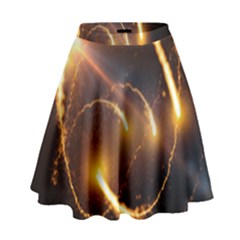 Flying Comets And Light Rays, Digital Art High Waist Skirt by picsaspassion