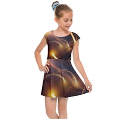 Flying Comets And Light Rays, Digital Art Kids  Cap Sleeve Dress by picsaspassion