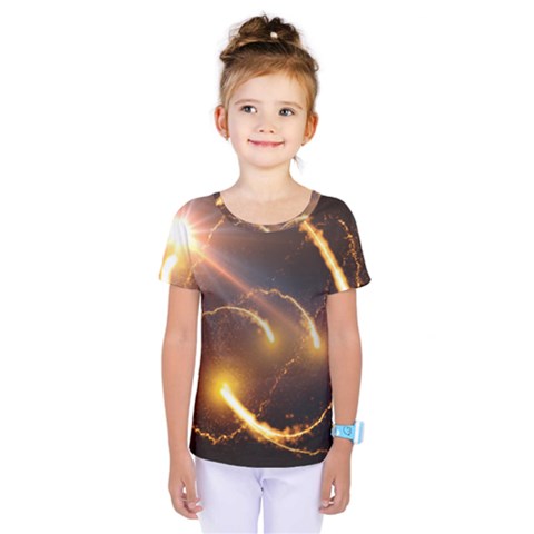 Flying Comets And Light Rays, Digital Art Kids  One Piece Tee by picsaspassion