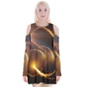 Flying Comets and light rays, digital art Velvet Long Sleeve Shoulder Cutout Dress View1