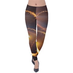 Flying Comets And Light Rays, Digital Art Velvet Leggings by picsaspassion