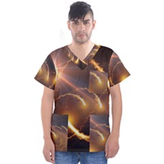 Flying Comets And Light Rays, Digital Art Men s V-neck Scrub Top