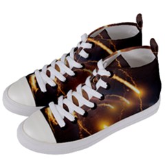 Flying Comets And Light Rays, Digital Art Women s Mid-top Canvas Sneakers by picsaspassion