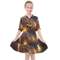 Flying Comets And Light Rays, Digital Art Kids  All Frills Chiffon Dress by picsaspassion