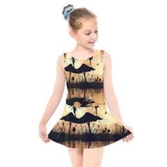 Cute Little Dancing Fairy In The Night Kids  Skater Dress Swimsuit by FantasyWorld7