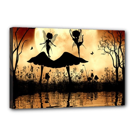 Cute Little Dancing Fairy In The Night Canvas 18  X 12  (stretched) by FantasyWorld7