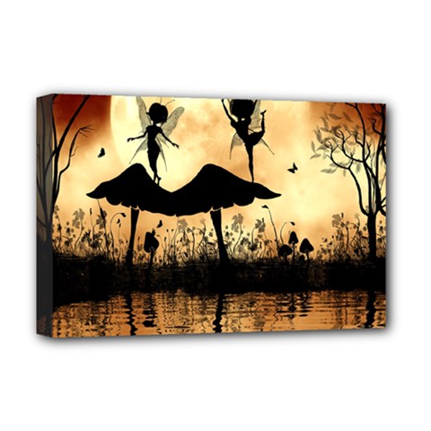 Cute Little Dancing Fairy In The Night Deluxe Canvas 18  X 12  (stretched) by FantasyWorld7