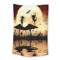 Cute Little Dancing Fairy In The Night Small Tapestry by FantasyWorld7