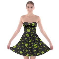 Funny Alien Face Gray Strapless Bra Top Dress by trulycreative