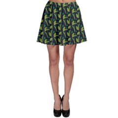 Jungle Leaves Blue Skater Skirt