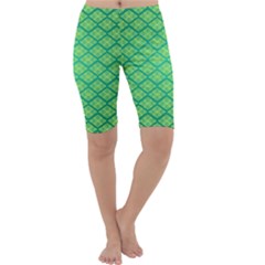 Pattern Texture Geometric Green Cropped Leggings  by Mariart