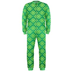 Pattern Texture Geometric Green Onepiece Jumpsuit (men) 