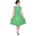 Pattern Texture Geometric Green V-Neck Midi Sleeveless Dress  View2