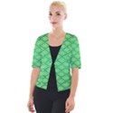 Pattern Texture Geometric Green Cropped Button Cardigan View1