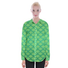 Pattern Texture Geometric Green Womens Long Sleeve Shirt