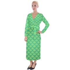 Pattern Texture Geometric Green Velvet Maxi Wrap Dress by Mariart