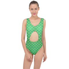 Pattern Texture Geometric Green Center Cut Out Swimsuit by Mariart