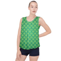 Pattern Texture Geometric Green Bubble Hem Chiffon Tank Top