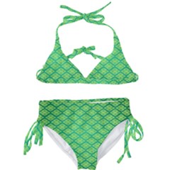 Pattern Texture Geometric Green Kids  Classic Bikini Set