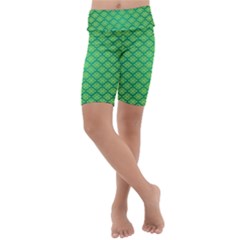 Pattern Texture Geometric Green Kids  Lightweight Velour Cropped Yoga Leggings by Mariart