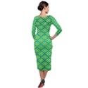 Pattern Texture Geometric Green Quarter Sleeve Midi Velour Bodycon Dress View2