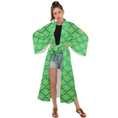 Pattern Texture Geometric Green Maxi Kimono