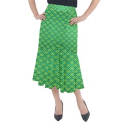 Pattern Texture Geometric Green Midi Mermaid Skirt by Mariart