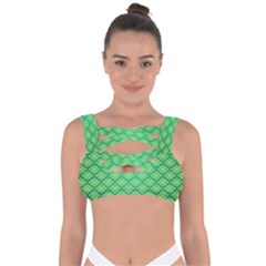 Pattern Texture Geometric Green Bandaged Up Bikini Top by Mariart