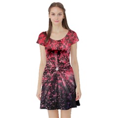 Abstract Background Wallpaper Short Sleeve Skater Dress