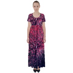 Abstract Background Wallpaper High Waist Short Sleeve Maxi Dress