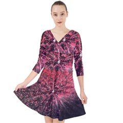 Abstract Background Wallpaper Quarter Sleeve Front Wrap Dress