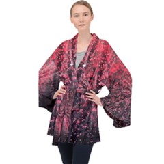 Abstract Background Wallpaper Long Sleeve Velvet Kimono  by HermanTelo