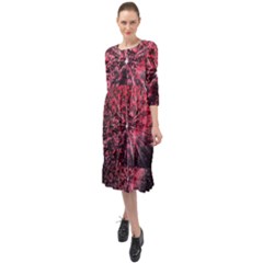 Abstract Background Wallpaper Ruffle End Midi Chiffon Dress