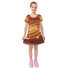 Music Notes Sound Musical Love Kids  Short Sleeve Velvet Dress