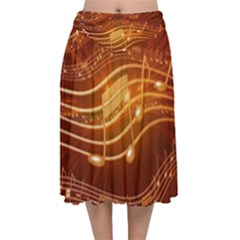 Music Notes Sound Musical Love Velvet Flared Midi Skirt