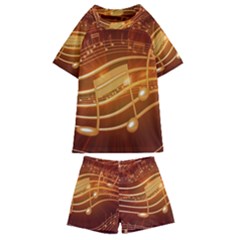 Music Notes Sound Musical Love Kids  Swim Tee And Shorts Set