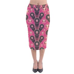 Background Abstract Pattern Velvet Midi Pencil Skirt