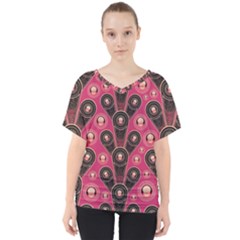 Background Abstract Pattern V-neck Dolman Drape Top