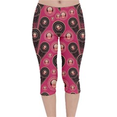 Background Abstract Pattern Velvet Capri Leggings 