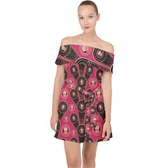 Background Abstract Pattern Off Shoulder Chiffon Dress by HermanTelo