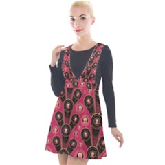 Background Abstract Pattern Plunge Pinafore Velour Dress