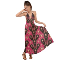 Background Abstract Pattern Backless Maxi Beach Dress